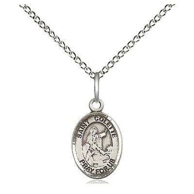 Sterling Silver Small St. Colette Patron Saint Medal Necklace | 1/2" x 1/4" | 18" Chain | USA Made by Bliss