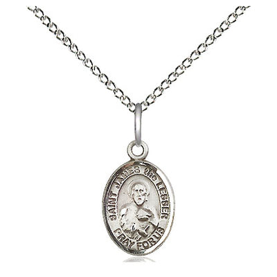 Sterling Silver Small St. James the Lesser Medal Necklace | 1/2" x 1/4" | 18" Chain | USA Made by Bliss