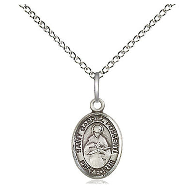 Sterling Silver Small St. Gabriel Possenti Medal Necklace | 1/2 x 1/4" Pendant | 18" Chain | USA Made by Bliss