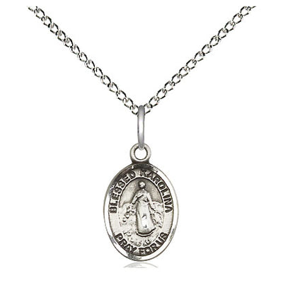 Sterling Silver Small Blessed Karolina Medal Necklace | 1/2" x 1/4" | 18" Chain | Bliss
