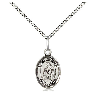 Sterling Silver Small St. Angela Merici Patron Saint Medal Necklace | 1/2 x 1/4 | 18" Chain | USA Made by Bliss