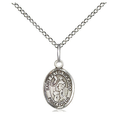 Small Sterling Silver St. Peter Nolasco Medal Necklace | 1/2 x 1/4 | 18" Chain | Bliss