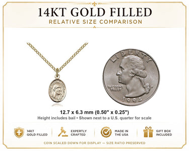 14kt Gold Filled Small Blessed Teresa of Calcutta Medal Necklace | 1/2 x 1/4 | 18" Chain | USA Made by Bliss