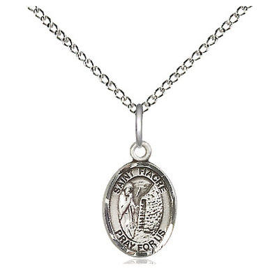 Sterling Silver Small St. Fiacre Patron Saint Medal Necklace | 1/2" x 1/4" | 18" Chain | USA Made by Bliss