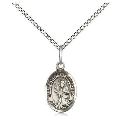 Sterling Silver Small St. Joseph of Arimathea Patron Saint Medal Necklace | 1/2" x 1/4" | 18" Chain | USA Made by Bliss