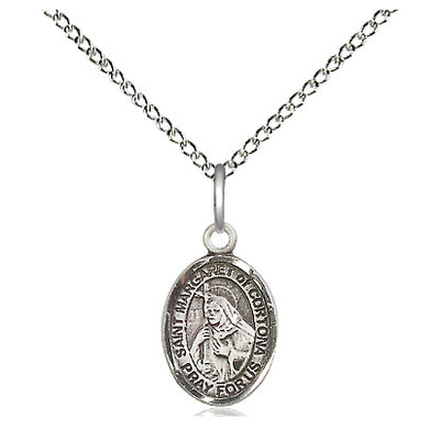 Sterling Silver Small St. Margaret of Cortona Patron Saint Medal Necklace | 1/2" x 1/4" | 18" Chain | USA Made by Bliss