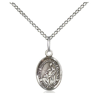 Sterling Silver Small St. Thomas of Villanova Medal Necklace | 1/2" x 1/4" | 18" Chain | Bliss