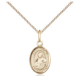 Gold Filled St. Pius X patron saint medal necklace, small 1/2 x 1/4 inch pendant, 18-inch curb chain, handmade by Bliss