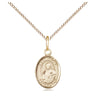 Gold Filled St. Pius X patron saint medal necklace, small 1/2 x 1/4 inch pendant, 18-inch curb chain, handmade by Bliss