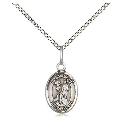 Sterling Silver Small St. Roch Patron Saint Medal Necklace | 1/2" x 1/4" | 18" Chain | USA Made by Bliss