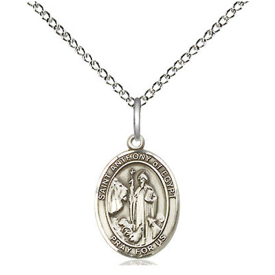 Sterling Silver Small St. Anthony of Egypt Medal Necklace | 1/2x1/4 | 18" Chain | USA Made by Bliss