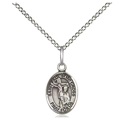 Sterling Silver Small St. Paul of the Cross Patron Saint Medal Necklace | 1/2" x 1/4" | 18" Chain | USA Made by Bliss