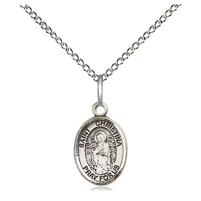 Sterling Silver Small St. Christina the Astonishing Medal Necklace | 1/2" x 1/4" | 18" Chain | USA Made by Bliss