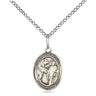 Sterling silver St. Columbanus medal necklace with 18 inch curb chain, handcrafted in USA by Bliss