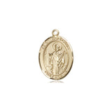 Small 14kt Solid Gold St. Wolfgang Patron Saint Medal Pendant 1/2 x 1/4 inch Bliss USA handcrafted
