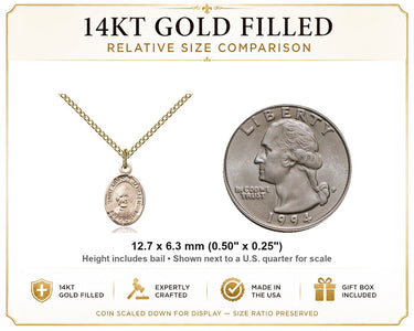 Gold Filled Small St. Arnold Janssen Medal Necklace | 1/2 x 1/4 | 18" Chain | Bliss