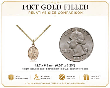 14kt Gold Filled Small St. Clement Patron Saint Medal Necklace | 1/2 x 1/4 | 18" Chain | USA Made by Bliss
