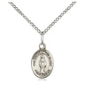 Sterling silver Virgin of the Globe medal necklace, 1/2 x 1/4 inch pendant on 18 inch chain, handcrafted by Bliss
