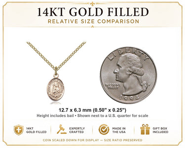 Gold Filled Small St. Adrian of Nicomedia Patron Saint Medal Necklace | 1/2" x 1/4" | 18" Chain | USA Made by Bliss