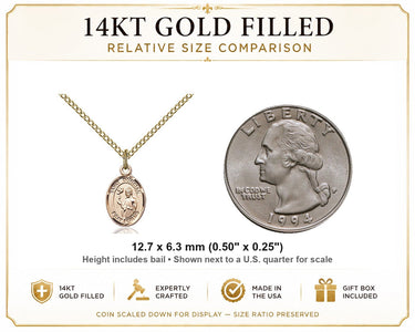 14kt Gold Filled Small St. Dunstan Patron Saint Medal Necklace | 1/2" x 1/4" | 18" Chain | USA Made by Bliss