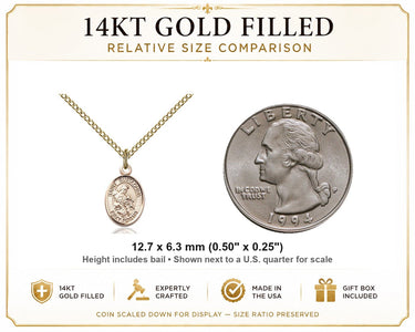 14kt Gold Filled Small St. Eustachius Medal Necklace | 1/2 x 1/4 | 18" Chain | USA Made by Bliss