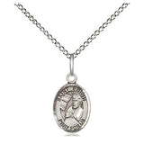 Sterling silver St. Edwin patron saint medal necklace with 18 inch curb chain, handcrafted in USA by Bliss