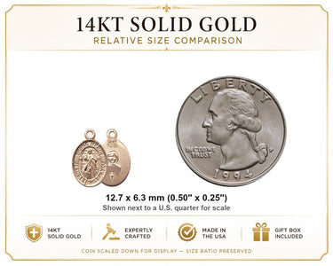 Medalla colgante pequeña de oro macizo de 14 kt de la Divina Misericordia | 1/2" x 1/4" | Hecha en EE. UU. por Bliss