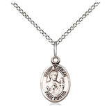 Small Sterling Silver St. Kieran Patron Saint Medal Necklace 1/2 x 1/4 inch on 18 inch chain by Bliss