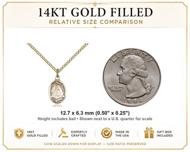 Gold Filled Small St. Rose Philippine Patron Saint Medal Necklace | 1/2"x1/4" | 18" Chain | USA Made by Bliss