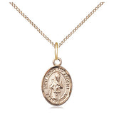 14kt gold filled small St. Simon patron saint medal necklace with 18 inch curb chain, handcrafted by Bliss Manufacturing USA