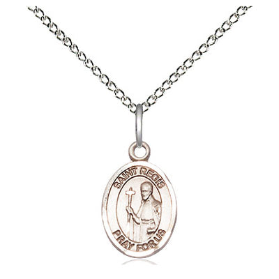 Sterling Silver Small St. Regis Patron Saint Medal Necklace | 1/2 x 1/4 | 18" Chain | USA Made by Bliss