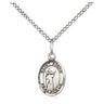 Small Sterling Silver St. Aidan of Lindisfarne Patron Saint Medal Necklace 1/2 x 1/4 inch on 18 inch Chain by Bliss