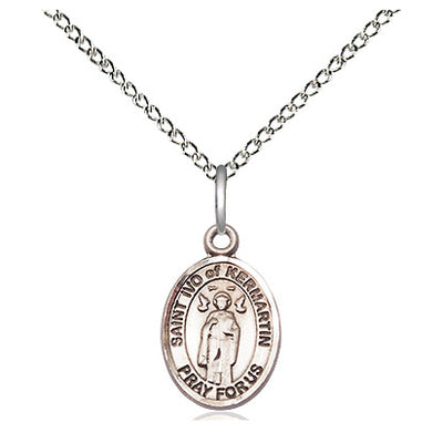 Sterling Silver Small St. Ivo Patron Saint Medal Necklace | 1/2" x 1/4" | 18" Chain | USA Made by Bliss