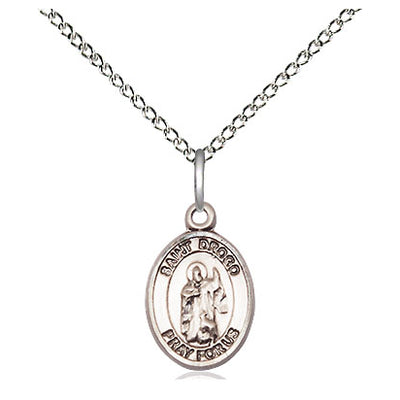 Sterling Silver Small St. Drogo Patron Saint Medal Necklace | 1/2 x 1/4 | 18" Curb Chain | USA Made by Bliss