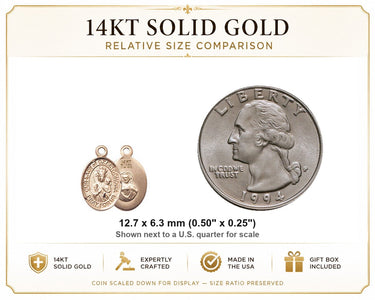 Medalla de oro macizo de 14 quilates de Nuestra Señora de Częstochowa | 1/2x1/4 | Colgante de la Virgen Negra | Hecho en EE. UU. por Bliss