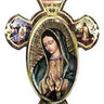 Large 15 inch wood wall cross featuring Our Lady of Guadalupe Catholic devotional art by RosaryCard