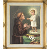 St. Anthony of Padua Catholic framed wall art 16x20 with antique gold frame by Adolfo Simeone