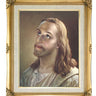 Head of Christ Catholic framed wall art 16x20 antique gold frame linen print by Adolfo Simeone