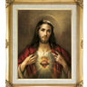 Sacred Heart of Jesus Catholic framed wall art 16x20 antique gold frame linen print by Adolfo Simeone