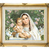 Our Lady Madonna with Lilies Catholic wall art 16x20 framed print antique gold wood frame Adolfo Simeone