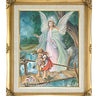 Guardian Angel watching children cross bridge Catholic wall art 16x20 framed print antique gold frame Adolfo Simeone
