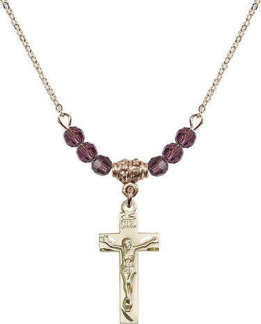 Crucifix Birthstone Necklace for Women | 7/8 inch | 4mm Beads