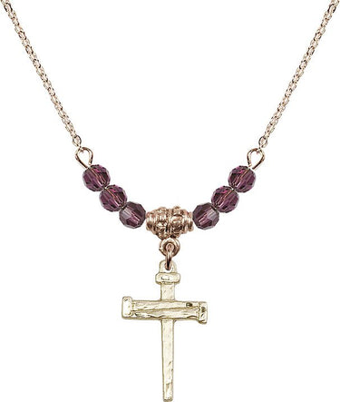 Women's Nail Cross Birthstone Necklace | 3/4 inch
