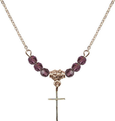 Birthstone Cross Birthstone Necklace | 1/2 inch | 4mm Beads