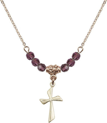 Cross Birthstone Necklace for Women | 3/4 inch | 4mm Beads