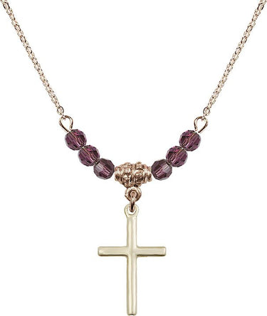 Women Cross Birthstone Necklace | 3/4 inch | 4mm Beads