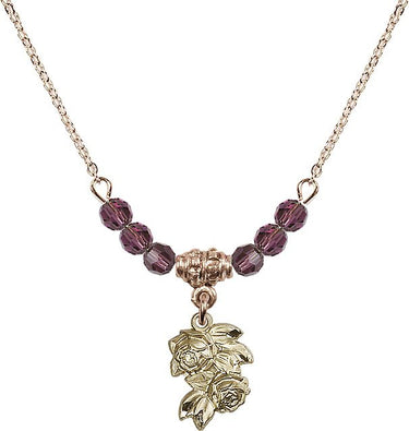 Women's Rose Birthstone Necklace | 1/2 inch | 4mm Beads