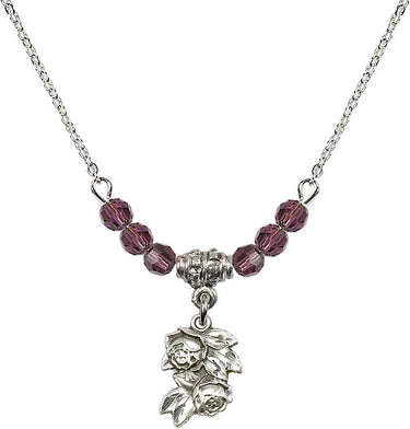 Women's Rose Birthstone Necklace | 1/2 inch | 4mm Beads