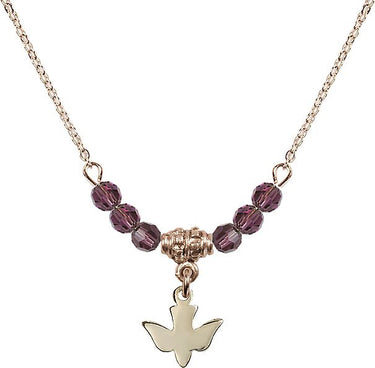Sterling Holy Spirit Birthstone Necklace | 3/8 inch | 4mm Beads