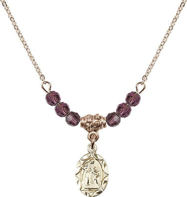 Saint Anne Birthstone Necklace | 1/2 inch | 4mm Beads | N20-0301A